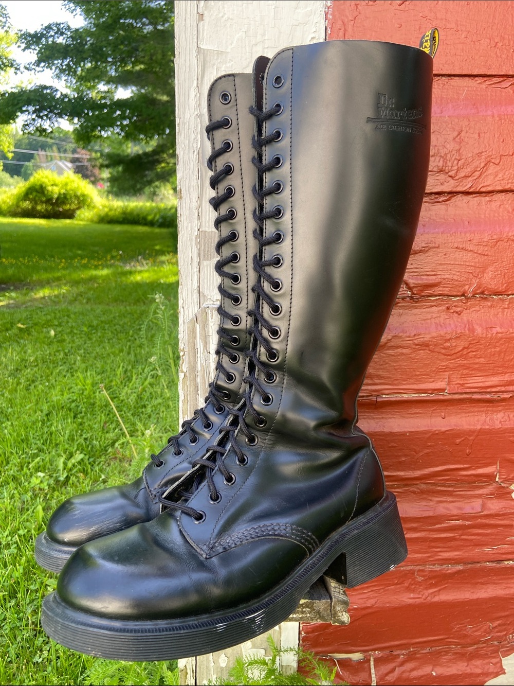 Rare Vintage Dr. Martens 1420 Black Leather Boots Made in England UK 7 | US W9